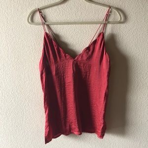 Free People red satin tank top